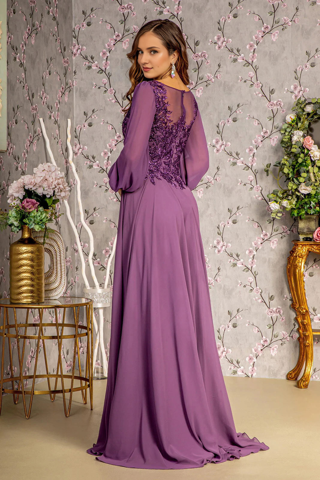 Chiffon Long Sleeve Dress - Chloe Dress