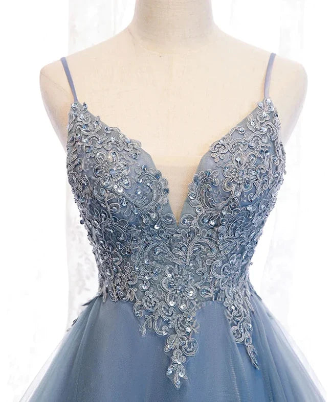 Blue V-Neck Tulle Party Dress - Chloe Dress