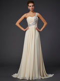 A-Line One-Shoulder Chiffon Sleeveless Applique Dress - Chloe Dress