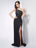 Sheath One-Shoulder Chiffon Sleeveless Applique Dress - Chloe Dress