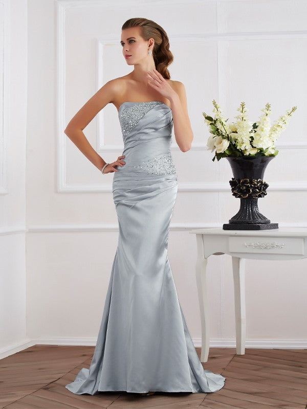 Mermaid Strapless Satin Dress - Chloe Dress