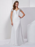 A-Line Sweetheart Chiffon Short Sleeve Applique Mini Dress - Chloe Dress