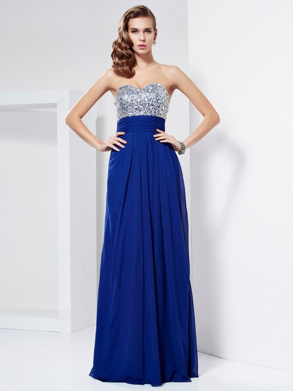 Sheath Sweetheart Chiffon Sleeveless Rhinestone Dress - Chloe Dress
