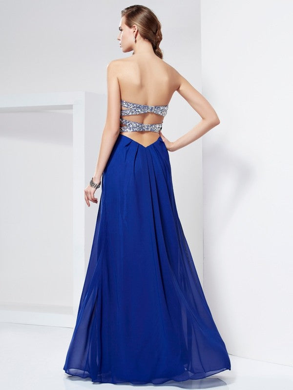 Sheath Sweetheart Chiffon Sleeveless Rhinestone Dress - Chloe Dress