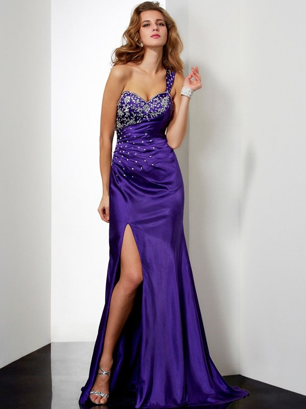 Sheath One-Shoulder Satin Dress - Chloe Dress