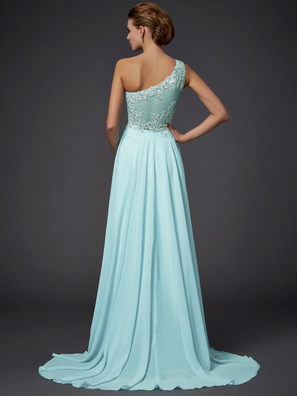 A-Line One-Shoulder Chiffon Sleeveless Ruffled Dress - Chloe Dress