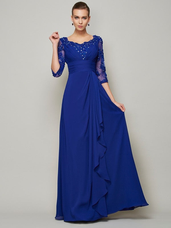 A-Line Chiffon Three-Quarter Sleeve Dress - Chloe Dress