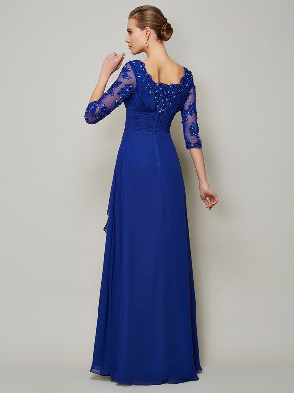 A-Line Chiffon Three-Quarter Sleeve Dress - Chloe Dress