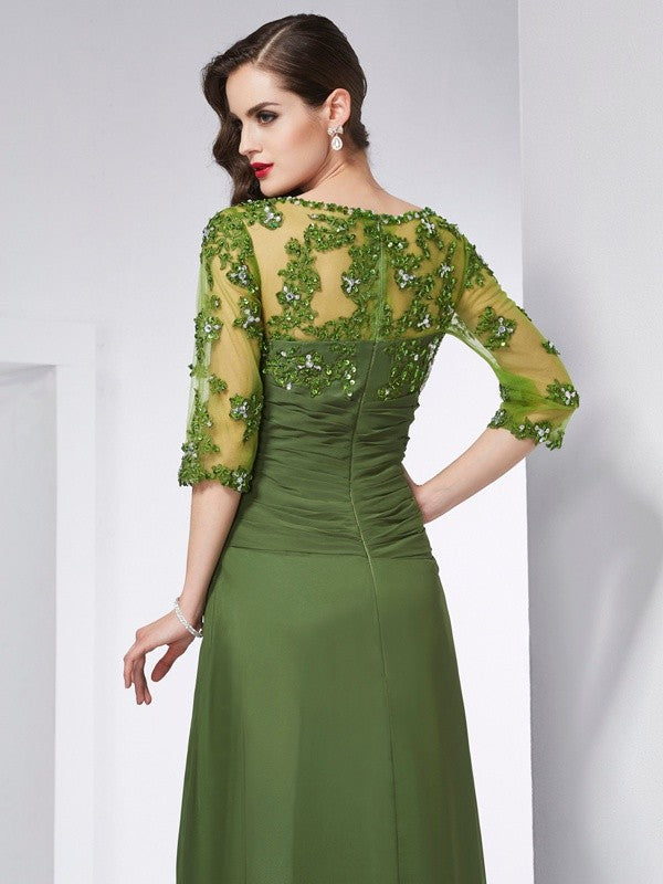A-Line Sweetheart Chiffon Three-Quarter Sleeve Dress - Chloe Dress