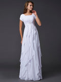 Sheath Square Neck Chiffon Short Sleeve Ruffled Mini Dress - Chloe Dress