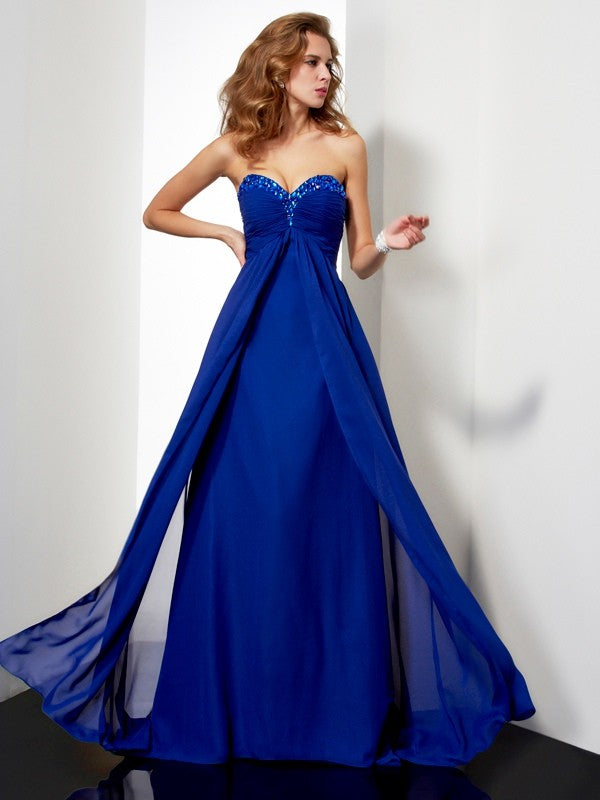 A-Line Sweetheart Chiffon Sleeveless Train Dress - Chloe Dress
