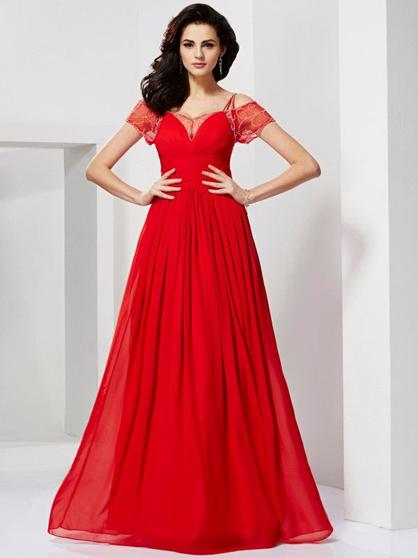 A-Line Spaghetti Strap Chiffon Short Sleeve Ruffled Mini Dress - Chloe Dress
