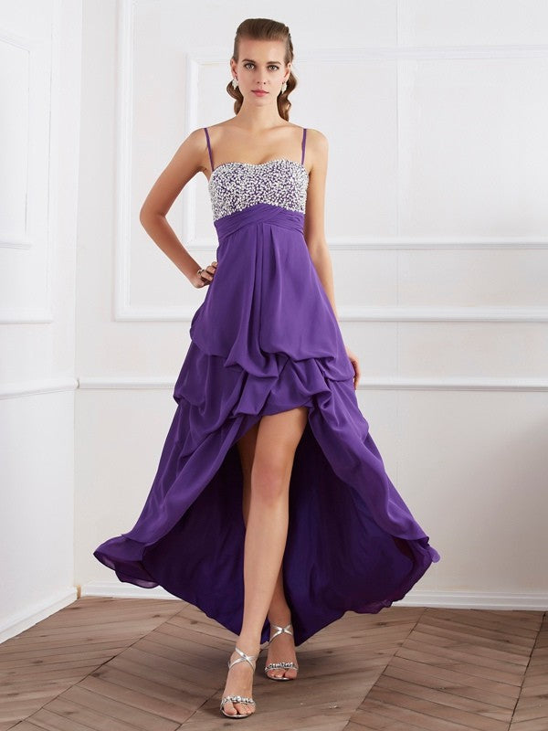 A-Line Spaghetti Strap Chiffon Sleeveless Ruffled Dress - Chloe Dress