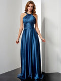 A-Line Halter Satin Sleeveless Ruffled Dress - Chloe Dress