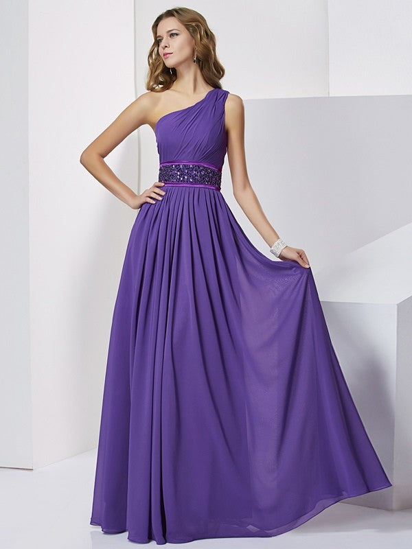 Empire Waist One-Shoulder Chiffon Sleeveless Dress - Chloe Dress