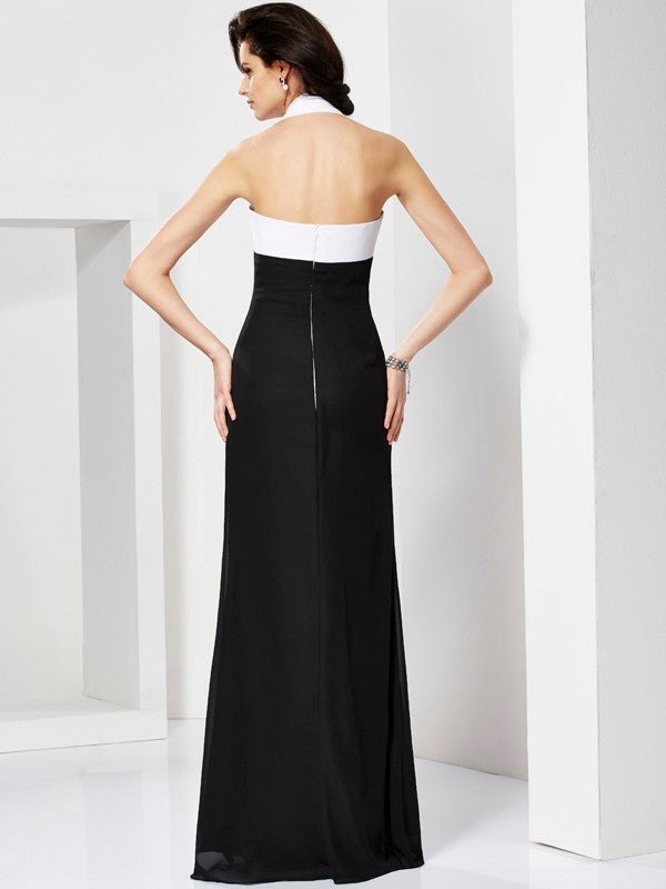Mermaid Halter Chiffon Sleeveless Pleated Dress - Chloe Dress