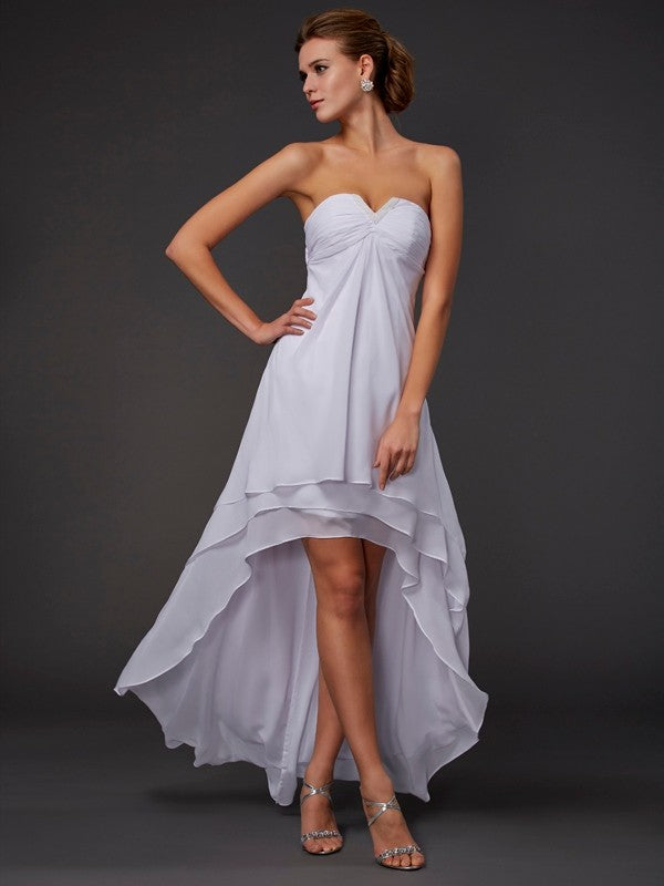A-Line Sweetheart Chiffon Sleeveless Ruffled Dress - Chloe Dress