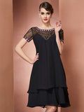 A-Line Chiffon Short Sleeve Mini Dress - Chloe Dress