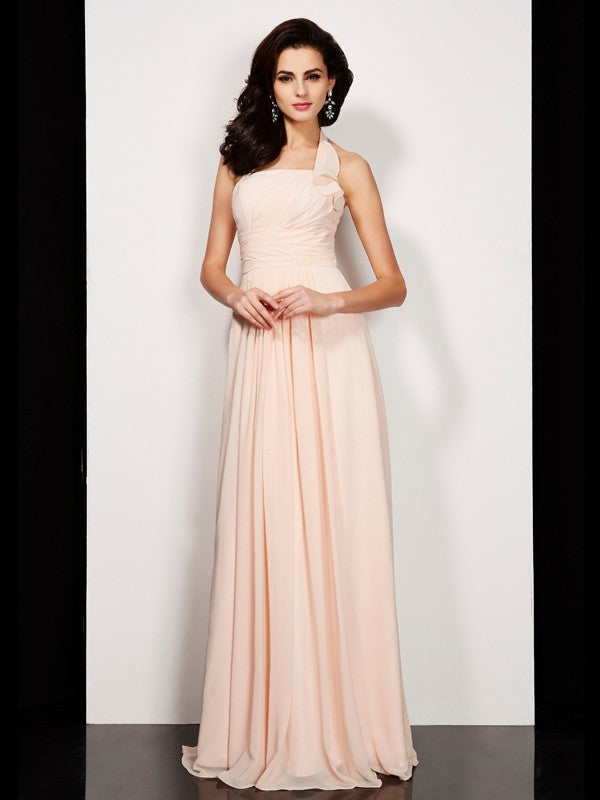 A-Line Halter Chiffon Sleeveless Pleated Dress - Chloe Dress