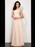 A-Line Halter Chiffon Sleeveless Pleated Dress - Chloe Dress