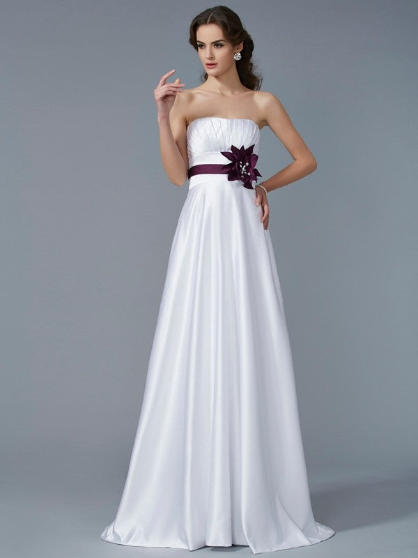 A-Line Strapless Satin Sleeveless Dress - Chloe Dress