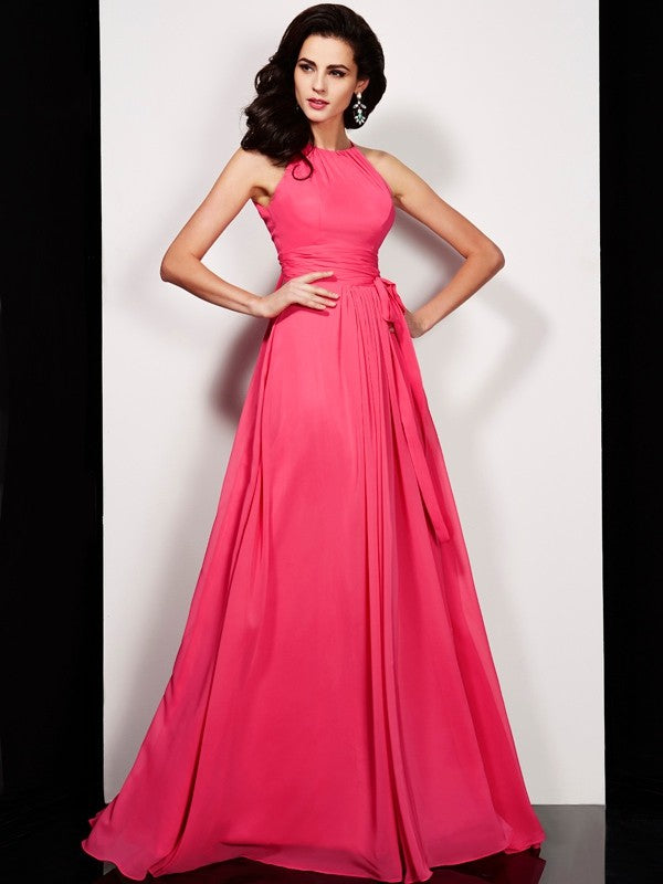 A-Line High Neck Chiffon Sleeveless Dress - Chloe Dress