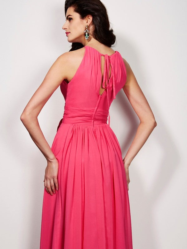 A-Line High Neck Chiffon Sleeveless Dress - Chloe Dress