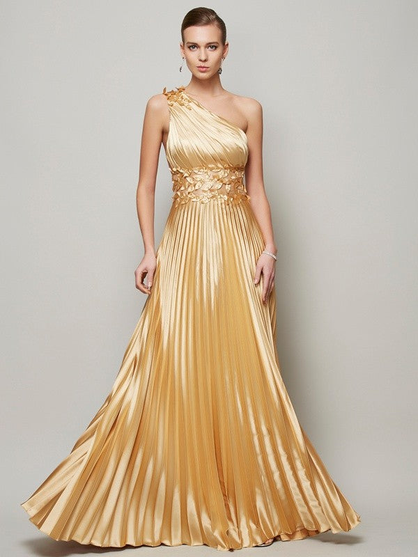 A-Line One-Shoulder Satin Sleeveless Dress - Chloe Dress