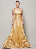 A-Line One-Shoulder Satin Sleeveless Dress - Chloe Dress
