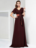 A-Line V-Neck Chiffon Short Sleeve Mini Dress - Chloe Dress