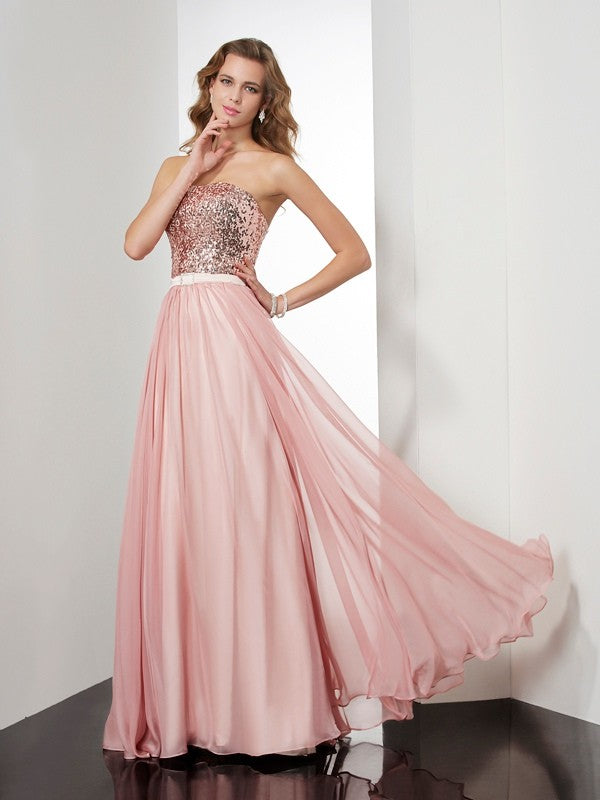 A-Line Strapless Chiffon Sleeveless Dress - Chloe Dress