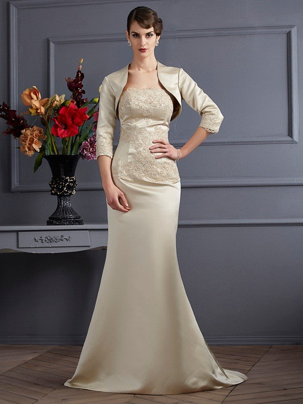 Mermaid Strapless Satin Sleeveless Applique Dress - Chloe Dress