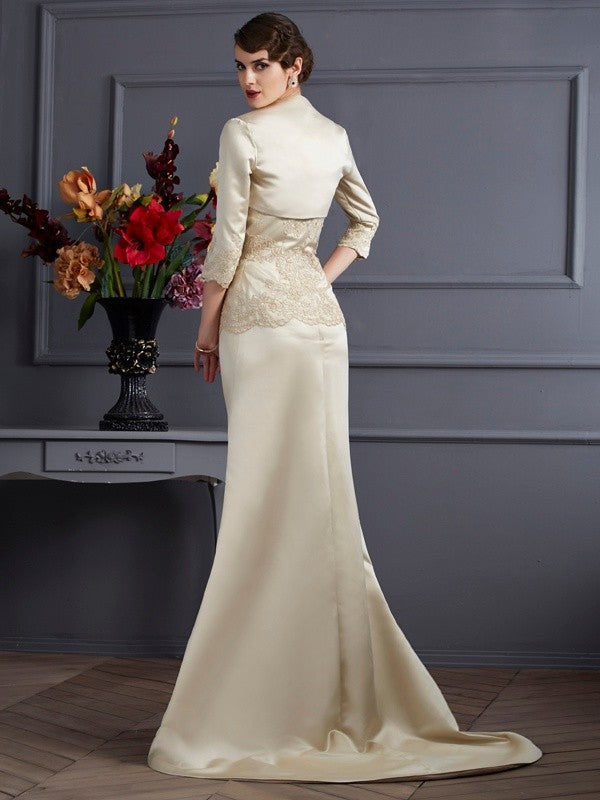 Mermaid Strapless Satin Sleeveless Applique Dress - Chloe Dress