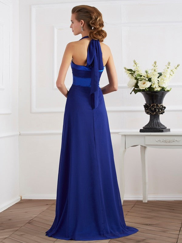 A-Line Halter Chiffon Sleeveless Dress - Chloe Dress