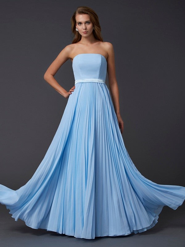 A-Line Strapless Chiffon Sleeveless Dress - Chloe Dress