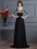 Sheath V-Neck Chiffon Three-Quarter Sleeve Dress - Chloe Dress