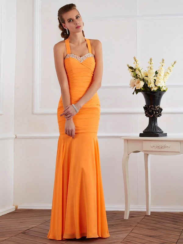 Mermaid Halter Chiffon Sleeveless Dress - Chloe Dress