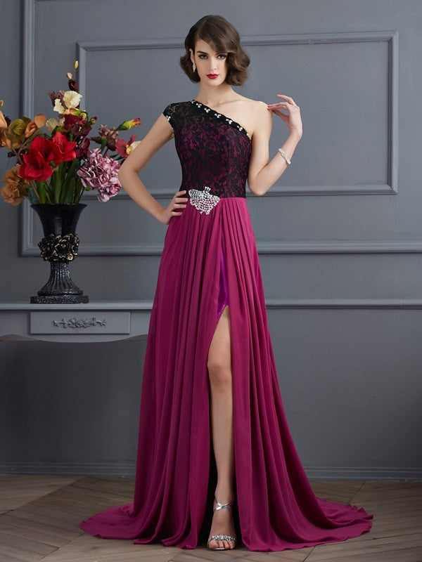 A-Line One-Shoulder Chiffon Sleeveless Dress - Chloe Dress