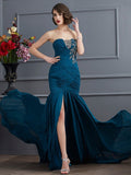 Mermaid Strapless Chiffon Sleeveless Applique Dress - Chloe Dress
