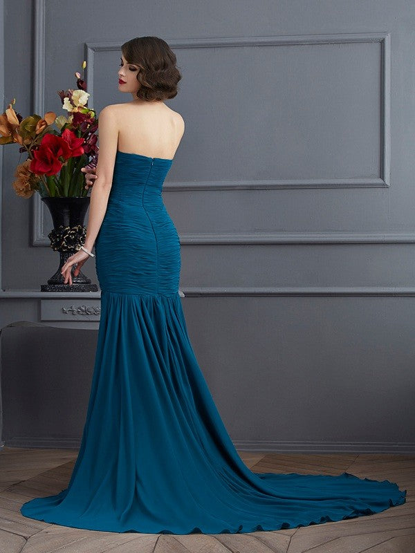 Mermaid Strapless Chiffon Sleeveless Applique Dress - Chloe Dress