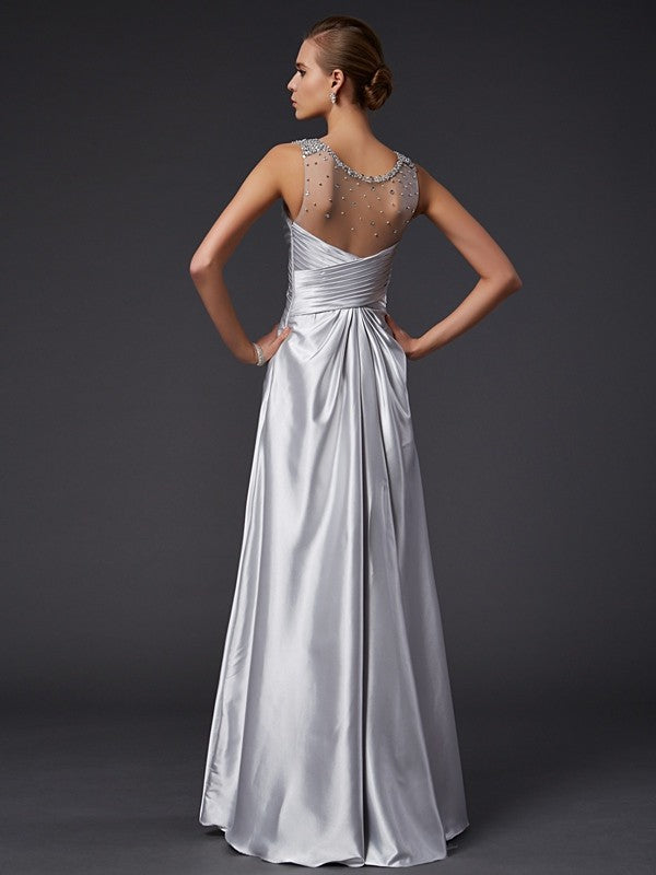 A-Line V-Neck Satin Sleeveless Dress - Chloe Dress