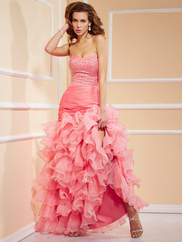 Mermaid Sweetheart Organza Sleeveless Ruffled Dress - Chloe Dress
