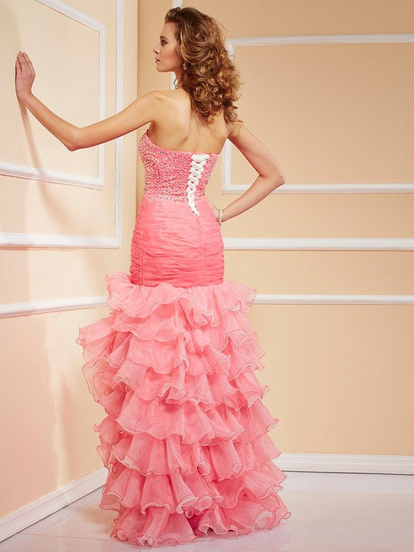 Mermaid Sweetheart Organza Sleeveless Ruffled Dress - Chloe Dress