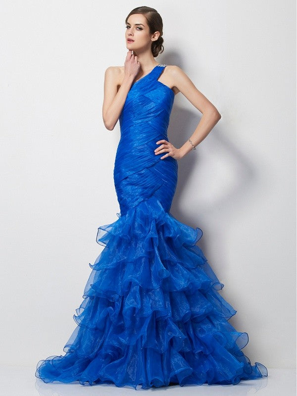 Mermaid One-Shoulder Tulle Sleeveless Pleated Dress - Chloe Dress