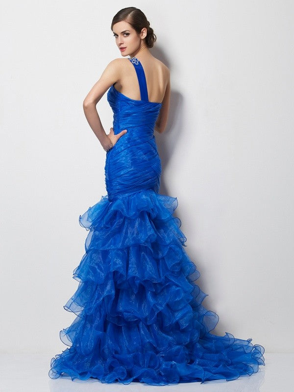 Mermaid One-Shoulder Tulle Sleeveless Pleated Dress - Chloe Dress