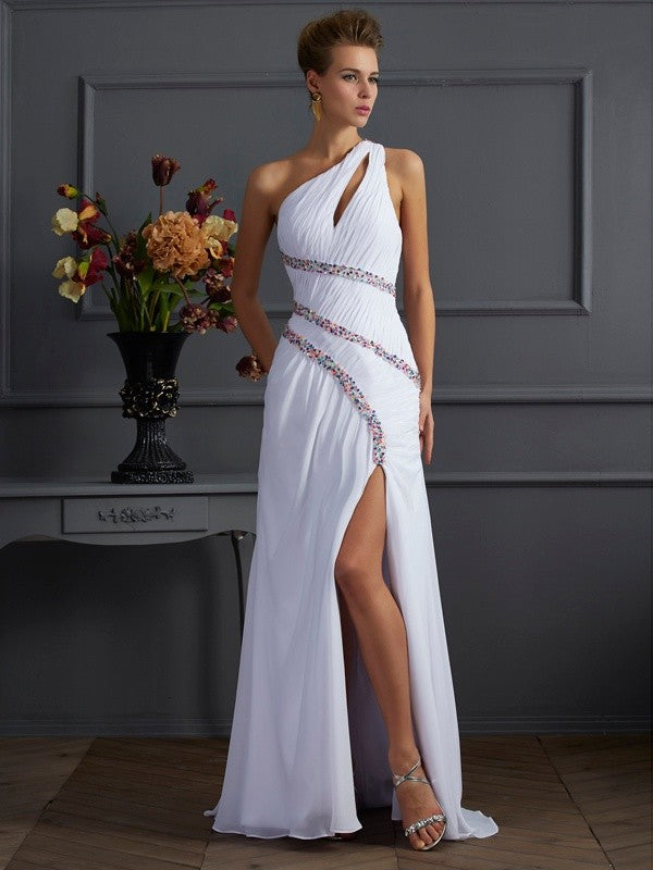 Sheath One-Shoulder Chiffon Sleeveless Dress - Chloe Dress