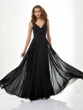 A-Line V-Neck Chiffon Sleeveless Applique Dress - Chloe Dress