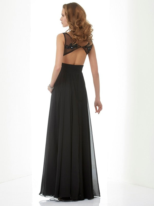 A-Line V-Neck Chiffon Sleeveless Applique Dress - Chloe Dress
