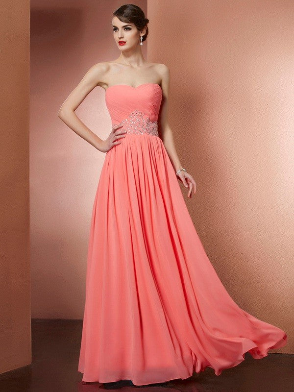 A-Line Strapless Chiffon Sleeveless Pleated Dress - Chloe Dress