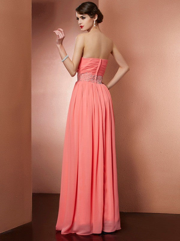 A-Line Strapless Chiffon Sleeveless Pleated Dress - Chloe Dress